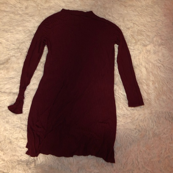 Red Long Sleeve High Neck Dress - Picture 2 of 4